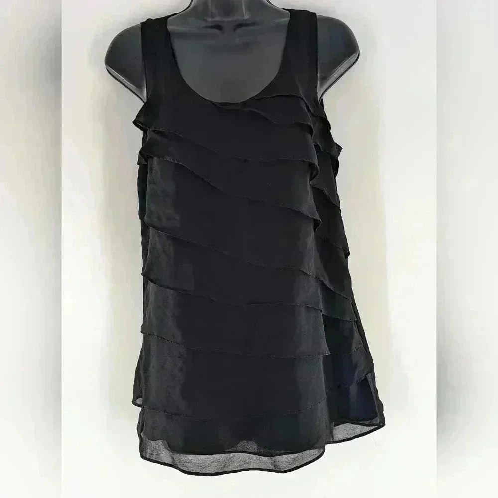 Twentyone Women's Small Tiered Layered Black Sleeveless Top